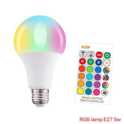 Λάμπα LED – RGB με χειριστήριο – E27 – 5W – 513544