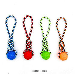 Υφασμάτινο παιχνίδι σκύλου σχοινί με μπάλα TPR - 33cm - 550494