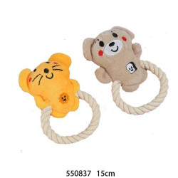 Λούτρινο παιχνίδι σκύλου ζωάκι με σχοινί - 15cm - 550837