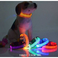 Επαναφορτιζόμενο φωτεινό περιλαίμιο - κολάρο σκύλου - 2.5cm - S/M/L - 550232