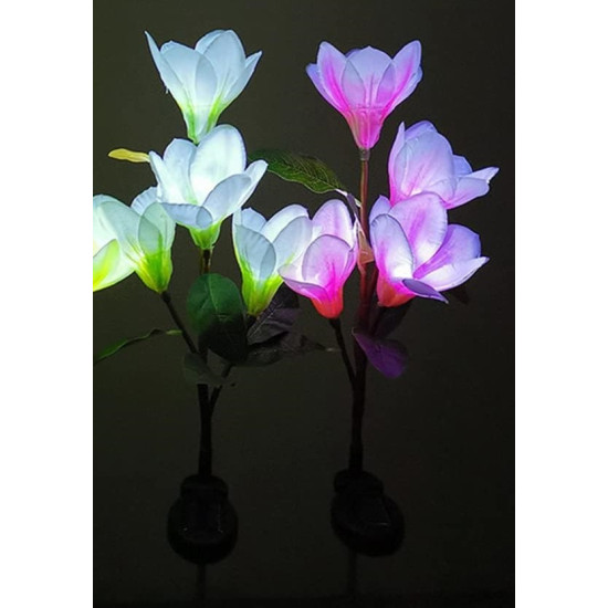 Φωτιζόμενα διακοσμητικά λουλούδια LED με ηλιακό πάνελ - 2pcs - 150357 - White