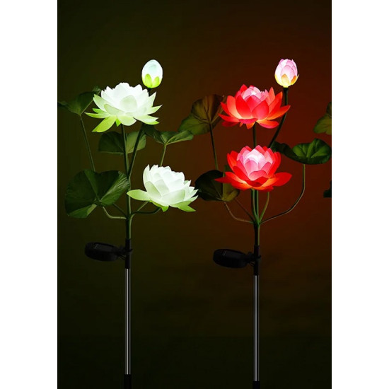 Φωτιζόμενα διακοσμητικά λουλούδια LED με ηλιακό πάνελ - 2pcs - 150371 - White