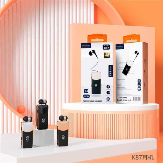 Ασύρματο ακουστικό Bluetooth – K87 – 814383 – silvery
