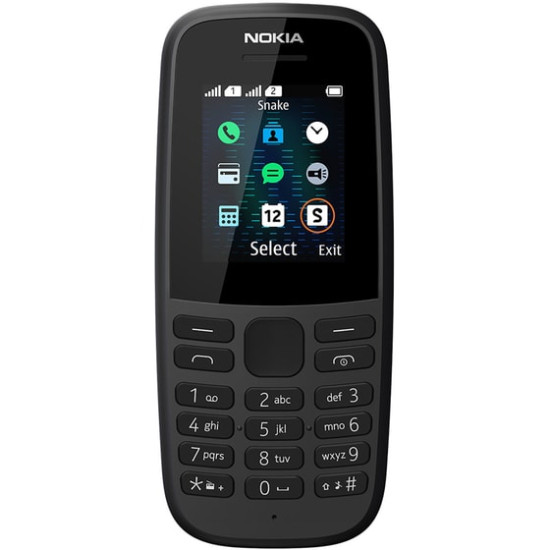 Nokia 105 2019 Dual SIM Κινητό με Κουμπιά - Μαύρο
